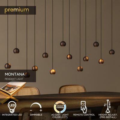 Lucide MONTANA - Pendant light - LED Dim. - CCT - 13x5,7W 2700K/4000K - Suitable for double-height spaces and high ceiling - Coffee - Premium
